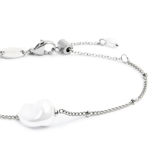 Bracciale catena grumetta da donna Marlù acciaio con perla Regolabile dalla 15 alla 19