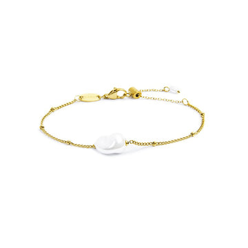 Bracciale catena grumetta donna Marlù acciaio dorato con perla Regolabile dalla 15 alla 19