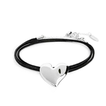 Bracciale multifilo Marlù con cordino nero e cuore in acciaio Regolabile 47-52 cm