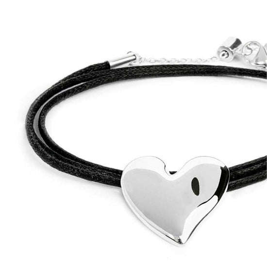 Bracciale multifilo Marlù con cordino nero e cuore in acciaio Regolabile 47-52 cm