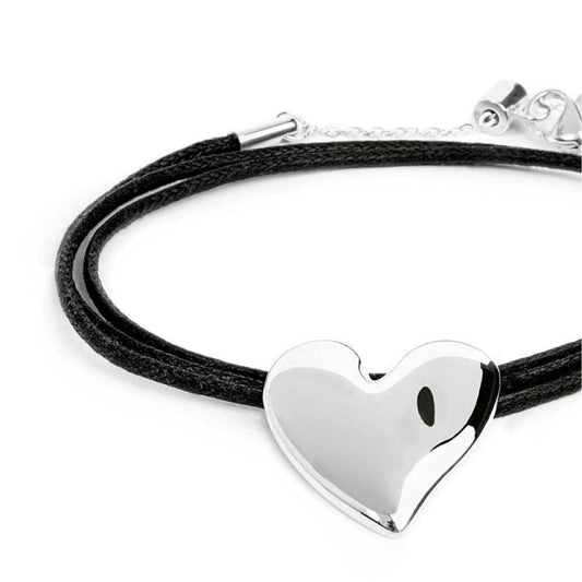 Bracciale multifilo Marlù con cordino nero e cuore in acciaio Regolabile 47-52 cm