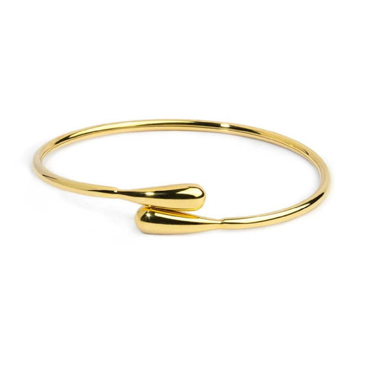 Bracciale rigido contrarié Marlù acciaio dorato con goccia diametro 5,9 x 4,5 cm
