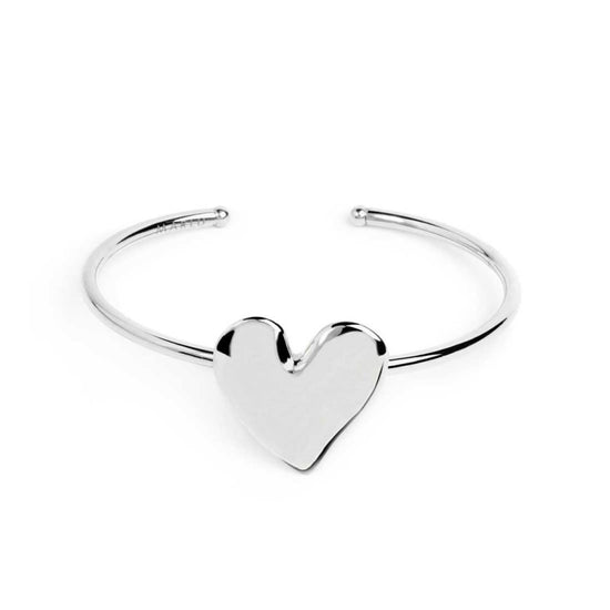 Bracciale rigido Marlù in acciaio con cuore martellato Rigido