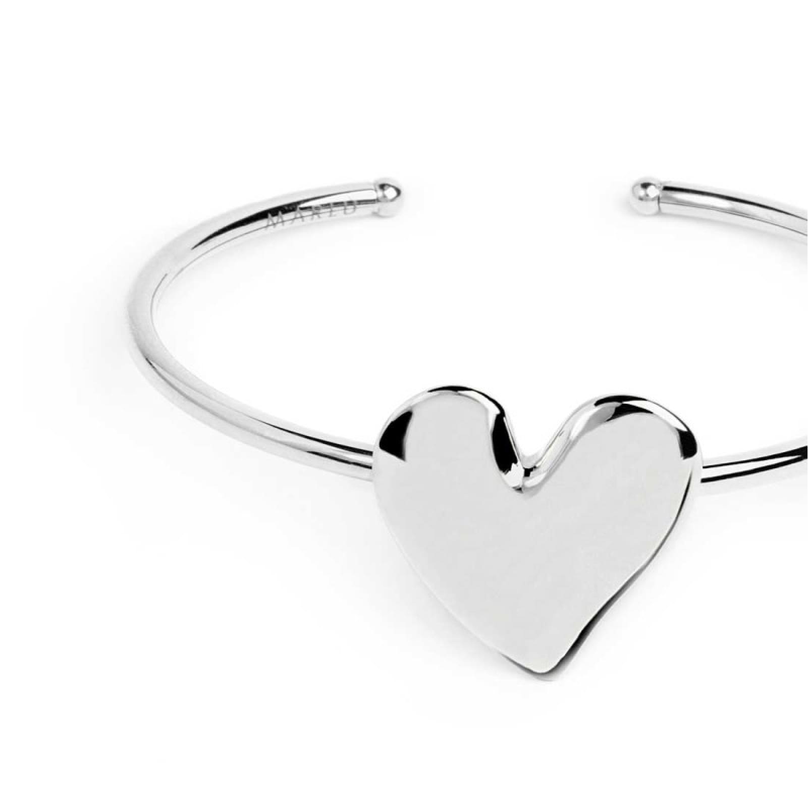 Bracciale rigido Marlù in acciaio con cuore martellato Rigido