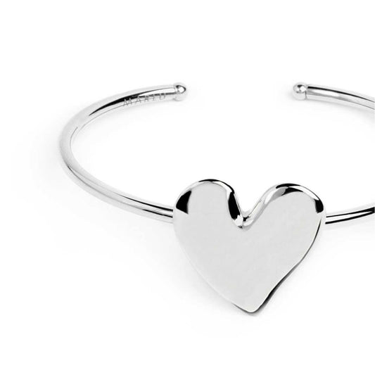 Bracciale rigido Marlù in acciaio con cuore martellato Rigido
