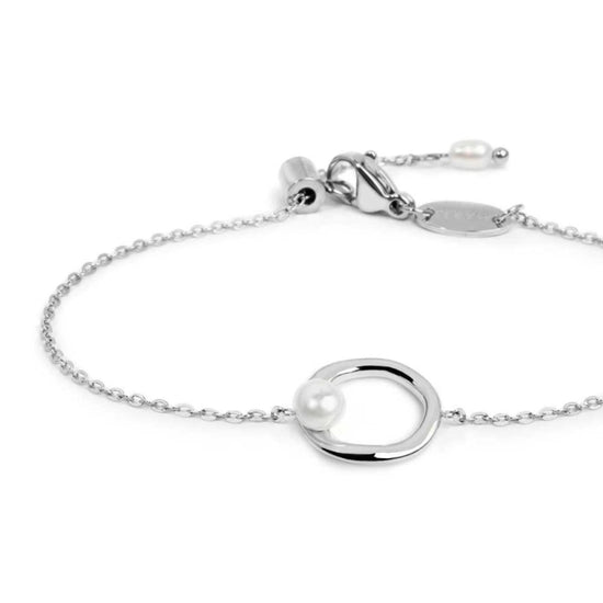 Bracciale catena Marlù in acciaio elemento con perla 19 cm