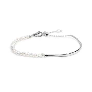 Bracciale semirigido Marlù in acciaio con filo di perle 18,5 cm