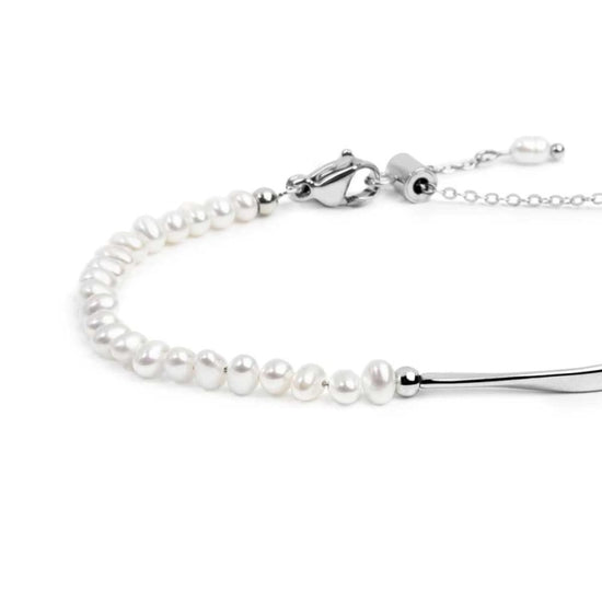 Bracciale semirigido Marlù in acciaio con filo di perle 18,5 cm