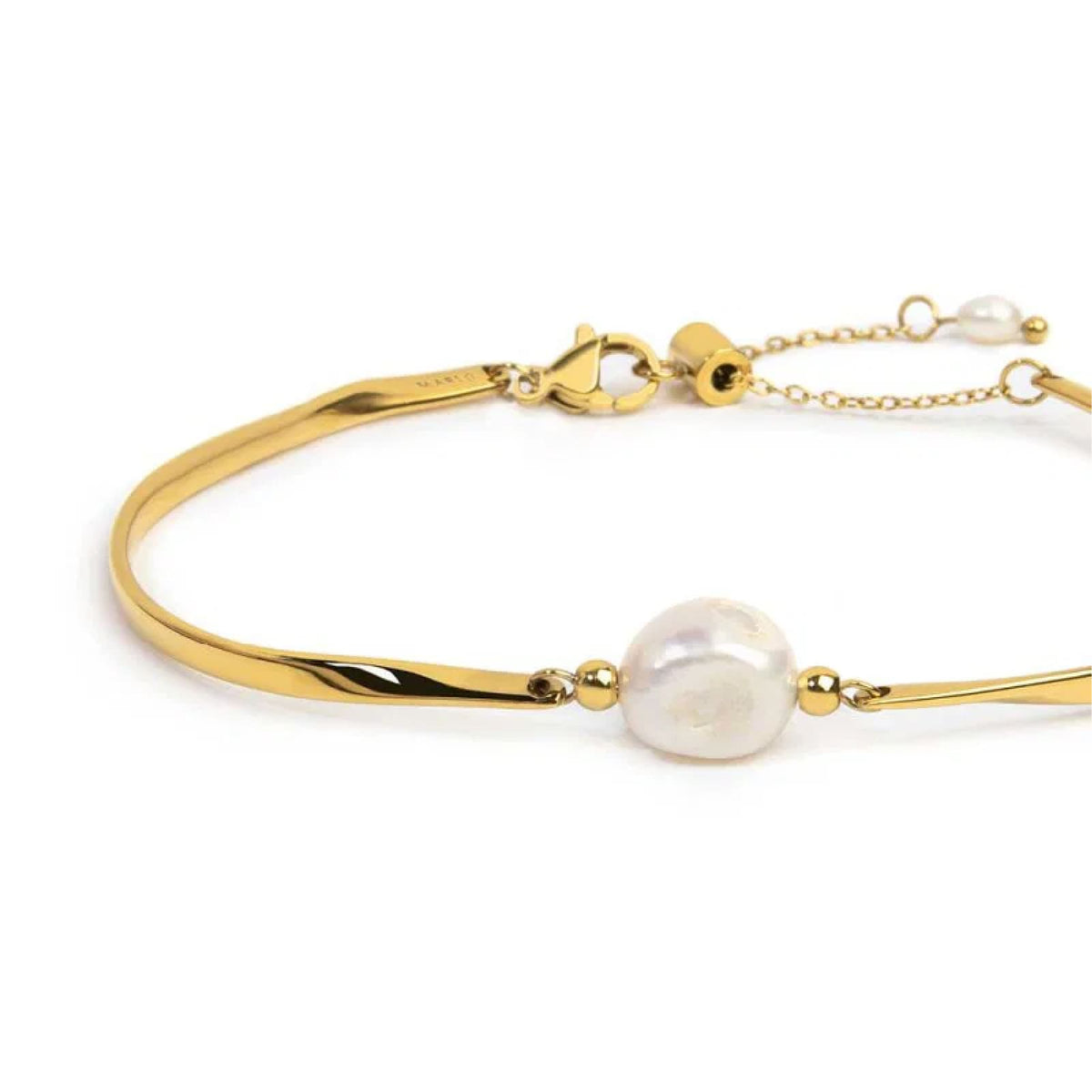 Bracciale semirigido Marlù in acciaio dorato con perla 17, 5 cm