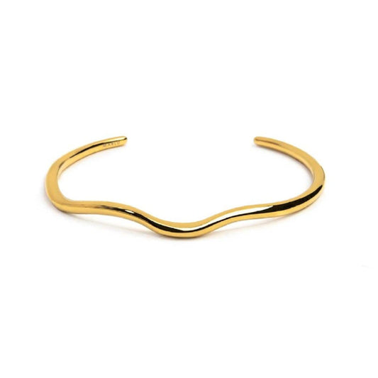 Bracciale rigido in acciaio dorato con forma organica diamentro 6 cm