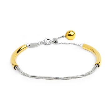 Bracciale catena Marlù acciaio bicolore ed elementi tubolari Regolabile 15-19 cm