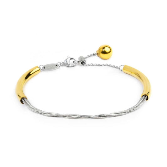 Bracciale catena Marlù acciaio bicolore ed elementi tubolari Regolabile 15-19 cm