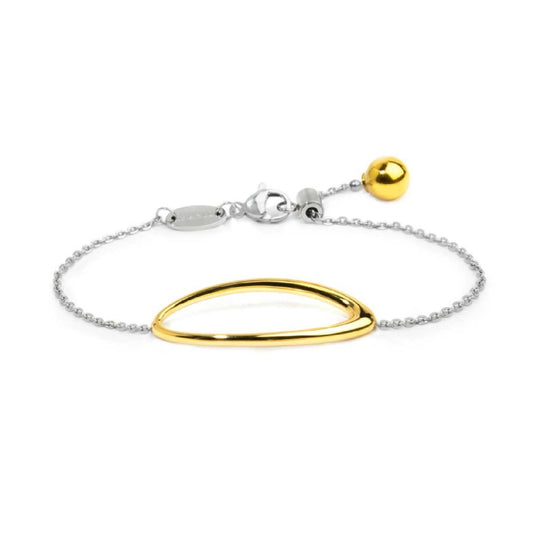 Bracciale catena Marlù in acciaio e anello ovale in pvd oro Regolabile 15-19 cm
