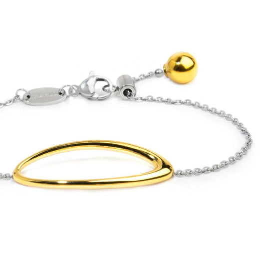 Bracciale catena Marlù in acciaio e anello ovale in pvd oro Regolabile 15-19 cm