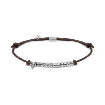 Bracciale regolabile Marlù in acciaio con cordino marrone REGOLABILE