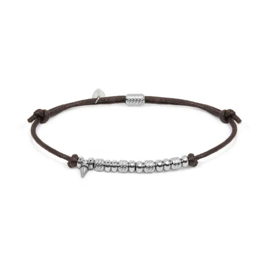 Bracciale regolabile Marlù in acciaio con cordino marrone REGOLABILE