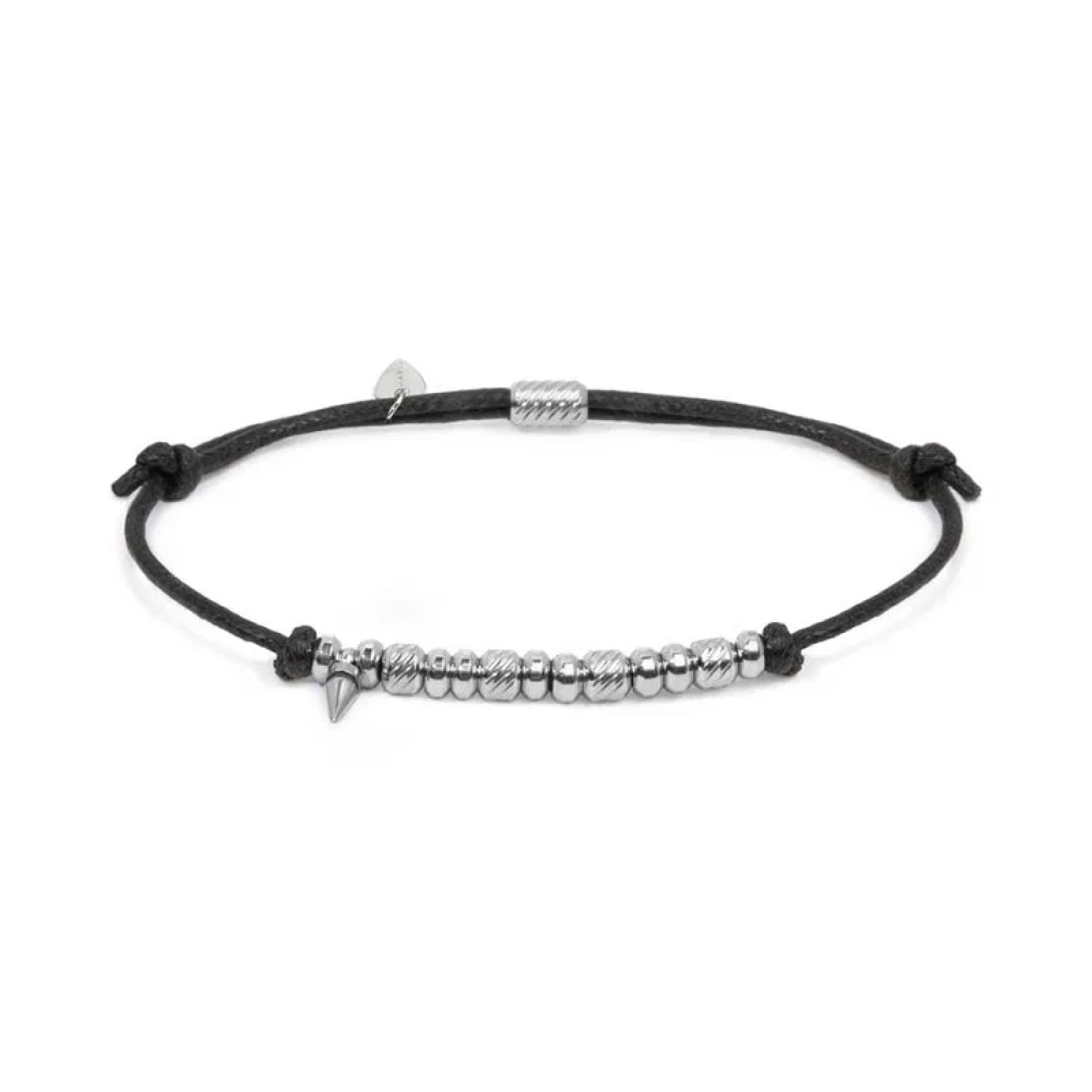 Bracciale regolabile Marlù in acciaio con cordino nero REGOLABILE