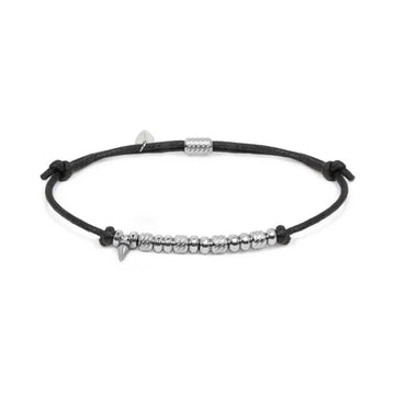 Bracciale regolabile Marlù in acciaio con cordino nero REGOLABILE