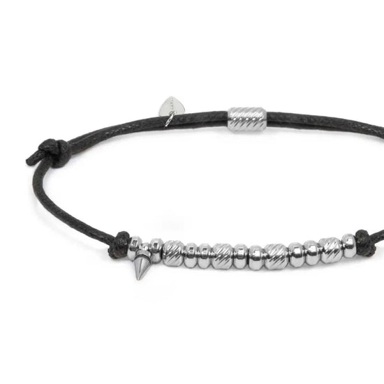 Bracciale regolabile Marlù in acciaio con cordino nero REGOLABILE