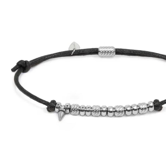 Bracciale regolabile Marlù in acciaio con cordino nero REGOLABILE