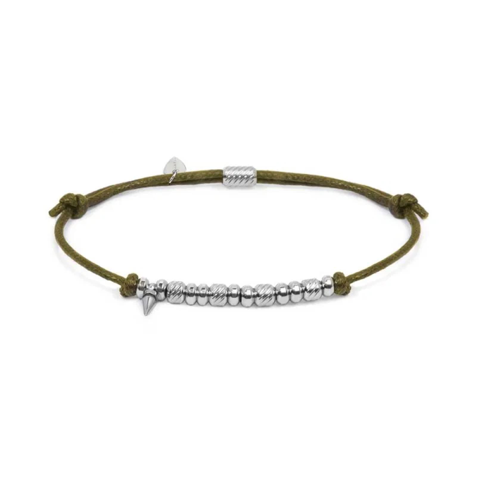 Bracciale regolabile Marlù in acciaio con cordino verde REGOLABILE