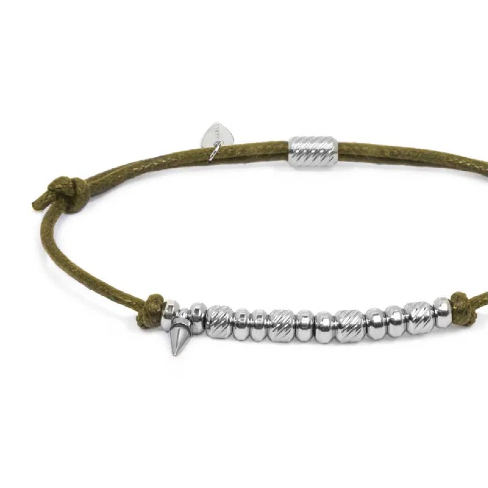 Bracciale regolabile Marlù in acciaio con cordino verde REGOLABILE