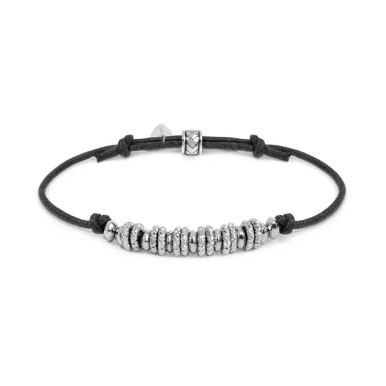 Bracciale regolabile Marlù in acciaio con cordino nero REGOLABILE