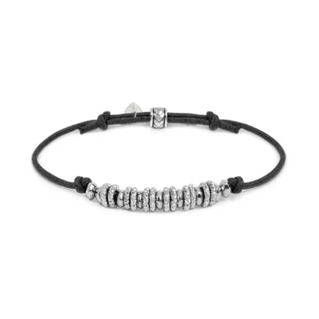 Bracciale regolabile Marlù in acciaio con cordino nero REGOLABILE