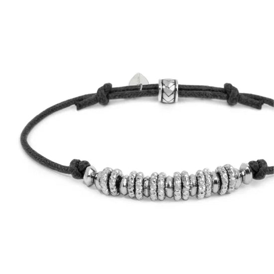 Bracciale regolabile Marlù in acciaio con cordino nero REGOLABILE