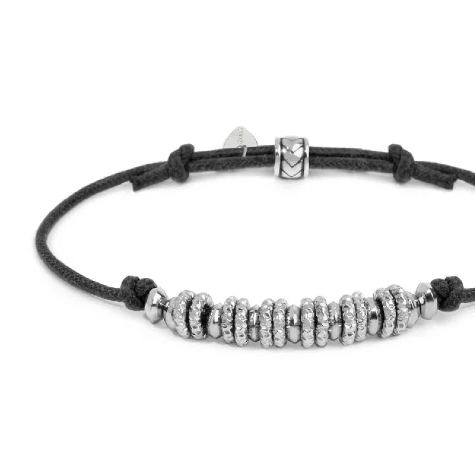 Bracciale regolabile Marlù in acciaio con cordino nero REGOLABILE