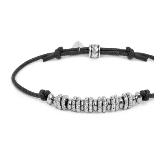 Bracciale regolabile Marlù in acciaio con cordino nero REGOLABILE