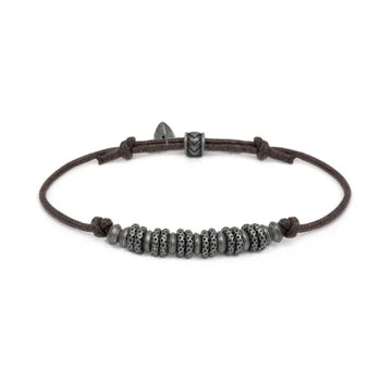 Bracciale regolabile Marlù in acciaio con cordino marrone REGOLABILE