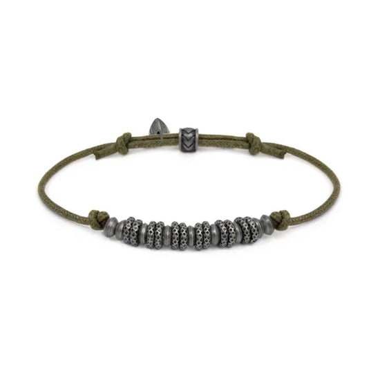 Bracciale regolabile Marlù in acciaio con cordino verde REGOLABILE