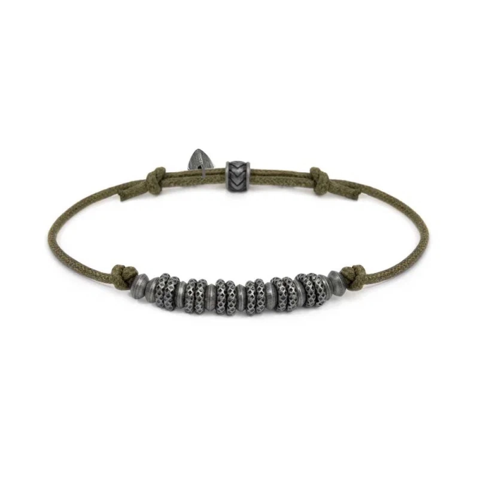 Bracciale regolabile Marlù in acciaio con cordino verde REGOLABILE