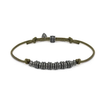 Bracciale regolabile Marlù in acciaio con cordino verde REGOLABILE