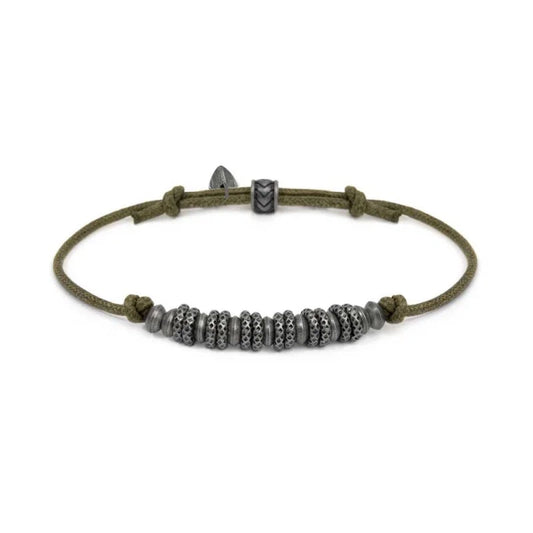 Bracciale regolabile Marlù in acciaio con cordino verde REGOLABILE