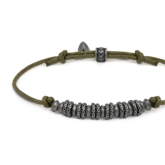 Bracciale regolabile Marlù in acciaio con cordino verde REGOLABILE