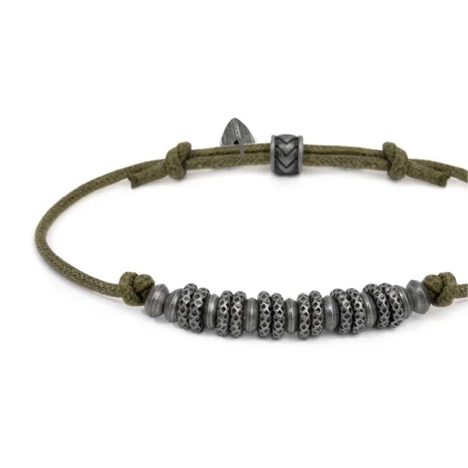 Bracciale regolabile Marlù in acciaio con cordino verde REGOLABILE