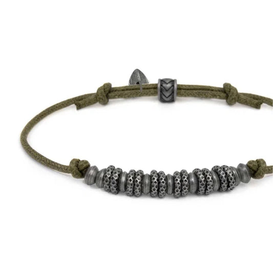 Bracciale regolabile Marlù in acciaio con cordino verde REGOLABILE