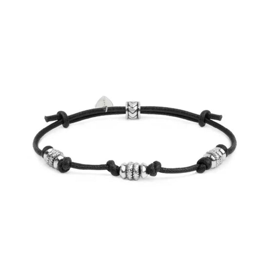 Bracciale regolabile Marlù in acciaio con cordino nero REGOLABILE