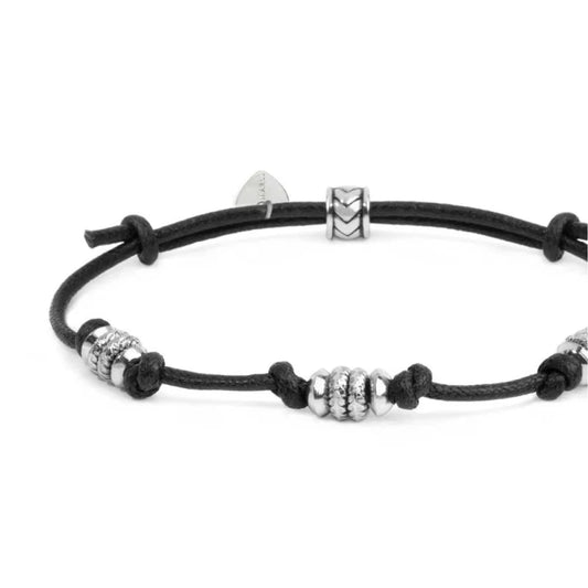 Bracciale regolabile Marlù in acciaio con cordino nero REGOLABILE