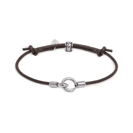 Bracciale regolabile Marlù in acciaio con cordino marrone REGOLABILE