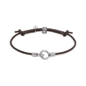 Bracciale regolabile Marlù in acciaio con cordino marrone REGOLABILE