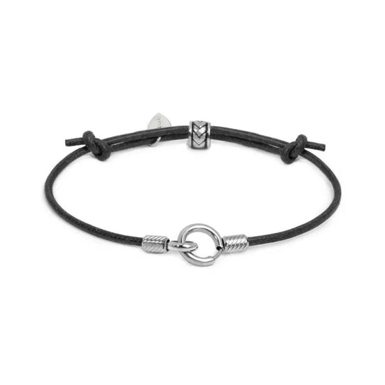 Bracciale regolabile Marlù in acciaio con cordino nero REGOLABILE