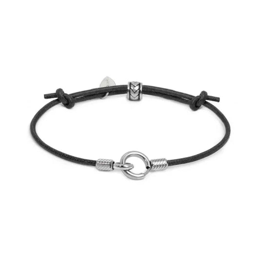 Bracciale regolabile Marlù in acciaio con cordino nero REGOLABILE