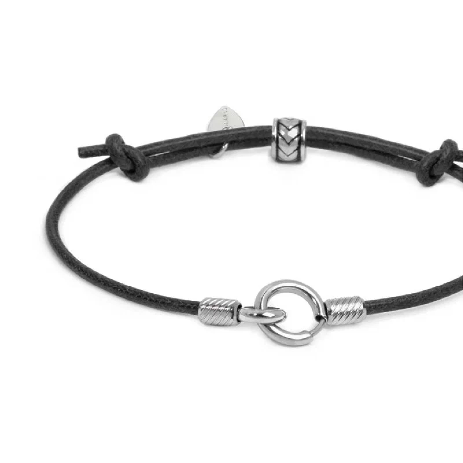 Bracciale regolabile Marlù in acciaio con cordino nero REGOLABILE