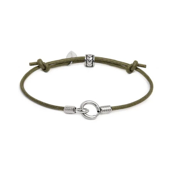 Bracciale regolabile Marlù in acciaio con cordino verde REGOLABILE