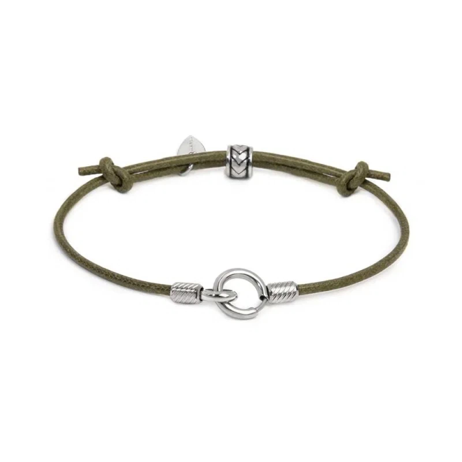 Bracciale regolabile Marlù in acciaio con cordino verde REGOLABILE
