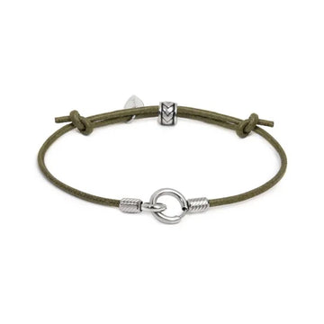 Bracciale regolabile Marlù in acciaio con cordino verde REGOLABILE
