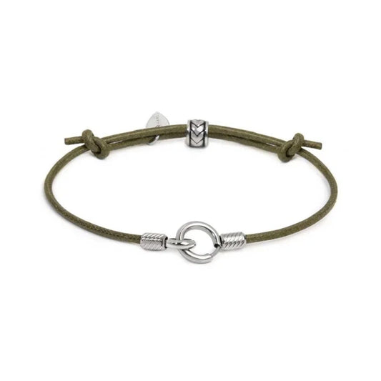 Bracciale regolabile Marlù in acciaio con cordino verde REGOLABILE